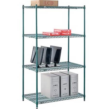 Designed To Furnish Nexel Poly-Z-Brite Wire Shelving - Green - 42 x 24 x 74 in. DE3494700
